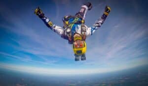 A woman performing a freefly