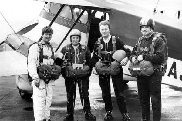 Also officiating at the Grand Opening was John Noakes, Blue Peter presenter and parachuting celebrity of the day, pictured here at the far left.