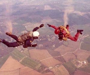 John in freefall with RAF Falcon Bob Souter