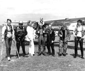 Rob Noble-Nesbitt, Colin Holt, Ingrid, Vic Pollitt, Kerry Noble, Geoff Mew, Pete Buckwell, circa 1970