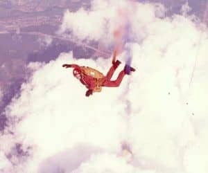 John in freefall with RAF Falcon Bob Souter