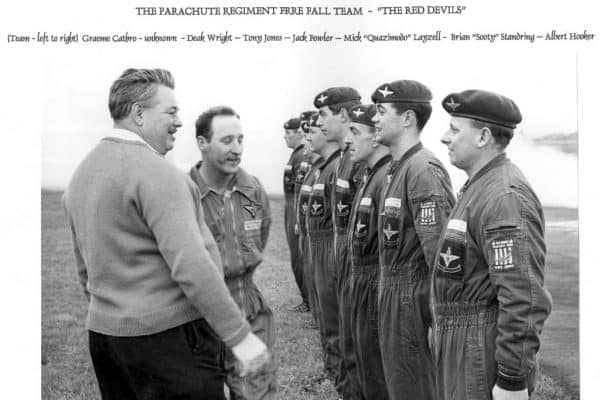 Official Opening Northern Parachute Centre January 1969. Graeme Cathro, ?, Deak Wright, Tony Jones, Jack Fowler, Mick Layzell, Brian Stanring, Albert Hooker