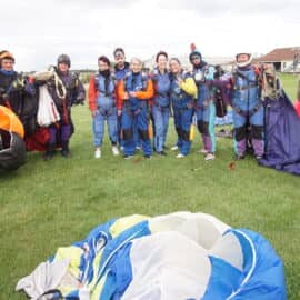 A group of family and friends at a memorial skydive