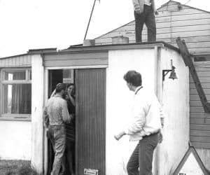 Aussie Power 1000th jump celebration. On roof, Alan Layton and Rob Noble-Nesbitt.